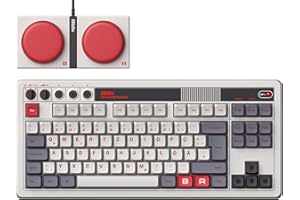 8Bitdo Retro Mechanical Keyboard, Bluetooth/2.4G/USB-C Hot Swappable Gaming Keyboard with 87 Keys, Dual Super Programmable Buttons for Windows and Android - QWERTZ German ISO Layout