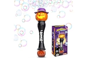 P PANACARE PANACARE Bacchetta per Bolle di Halloween, Bacchetta per Bolle di Zucca, Macchina Automatica per Bubble 10000+ Bubble/con Musica/Soluzione/Luce, Giocattolo per Bambini Decorazione Regalo