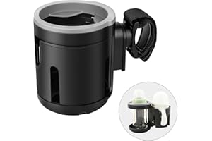 ZEVMI Getränkehalter Kinderwagen Doppelte Becherhalter: Kinderwagen Zubehör Universal Flaschenhalter rutschfest Kaffeehalter für Trolleys Mountainbikes Kinderwagen Rollstuhl(schwarz)