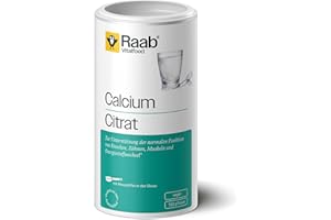 ‎RAAB VITALFOOD Raab Vitalfood® Calciumcitrat Pulver (160 g) - 100% Calciumcitrat ohne Zusätze, vegan, gut zu dosieren, Sportler, Unterstützung von Muskeln & Knochen, Elektrolyt-Haushalt