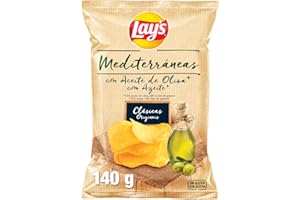 Lay's Mediterraneas, Patatas fritas con aceite de oliva, Producto de Aperitivo, bolsa individual, 140gr