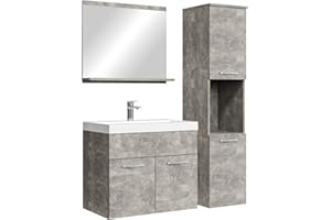Badplaats B.V. Mobile da Bagno Montreal 60cm Grigio Cemento - Armadio mobiletto lavabo Mobili Armadietto