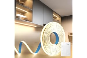 BRIMETI COB LED Strip Batteridriven LED Remsa 5V 1M Neutral Vit 4000K 320LEDs/m Flexibel Självhäftande Band Remsa för Sovrum