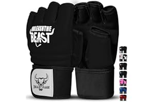 BEAST RAGE Punch Bag Taekwondo Karate Gloves for Men and Women,Half Finger MMA Kickboxing Sparring Martial Arts Boxing Fight Gloves Training Light Workouts,Muay Thai,Karav MAGA