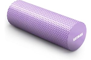 KAYMAN Sports Foam Roller Sports Recovery, Deep Tissue Muscle Tension Relief & Circulation Increase Portable & Lightweight Self Massager for Back, Legs, Gym, Pilates & Yoga EVA 44.5 x 15cm (Purple)