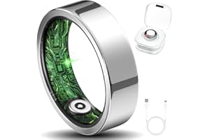 MEXLYCA Smart Ring for Women Men Fitness Ring with Step Counting, Heart Rate, Blood Oxygen, Pressure Monitoring, Sleep Monitoring, IP68 Waterproof for iPhone and Android, No Subscription Fee,Silver 8#