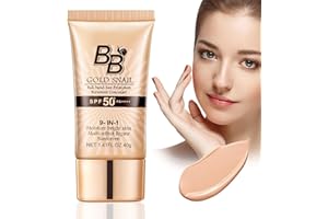 HOUSN BB Cream 9 en 1 SPF 50+, CC Cream Con Caracol Dorado, Base Maquillaje, Corrector & Protección Solar Para Tono Uniforme, Resistente al Agua, Todo Tipo de Piel (40g)