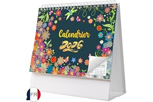 AEYAKA Calendriers de Bureau 2026 Calendriers Novembre 2025 à Décembre 2026, 20 x 20,5 cm Français C08 (Noir 3)