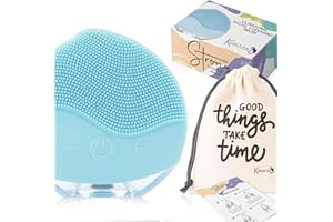 KUSIWAY Cepillo facial limpiador eléctrico, Masajeador ultrasónico recargable de silicona resistente al agua (IPX6). Dispositivo de limpieza skincare, antiage, re afirmante, exfoliación, regalo. Strong (Cele)