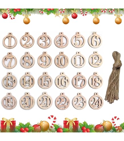Lavent à Imprimer Et Remplir Autocollants Chiffres De L'Avent Rayher - 24 Pièces, Multicolores, 4.5cm - Décoration Noël DIY Calendrier De Lavent Bic