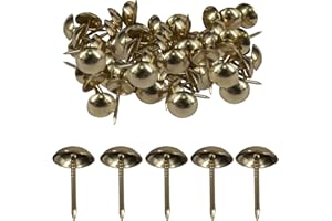 WedDecor Upholstery Tacks Nails Round Head Stud Decorative Thumbtacks Nail Pins For Furniture, Wood Sofa, Chair, Carpet, DIY Projects, 15mm x 9mm, Brass, 10pcs