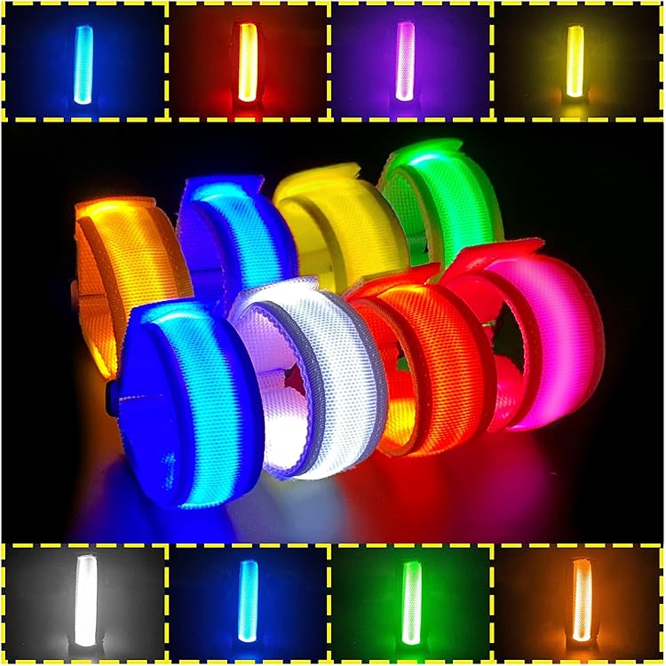 Wrymish LED Armbänder 6 Stück - Blinkende Sicherheitsbänder Für Nacht