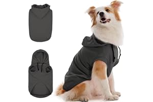 IECOii Large Dog Hoodie,Large Dog Jumper with Hood,Breathable Hooded Sweatshirt for Dogs,Pet Sweatshirt Outfit for Dogs Boy and Girl,Dachshund,French Bulldog Hooded Clothes,Grey,L(No Fleece Lined)