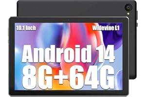 kotsren Tablet 10 Zoll, Tablet Android 14 8GB RAM + 64GB ROM TF 1TB, 1280 x 800 FHD IPS, 5000mAh, 5MP + 8MP, FHD, GPS, 2.4G+5G WiFi, Schwarz