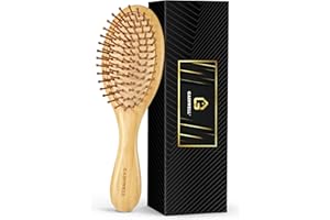 GAINWELL Bamboo Hair Brush for Hair Growth, Natural Bamboo Bristles Detangling Wooden Paddle Hairbrush for Massaging Scalp, for Women Men and Kids, for All Hair Types, with Ergonomic handle