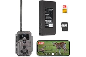 GardePro X50 Pro MAX Câmaras de Caça 4G LTE con Transmisión en Vivo, Recargable 8000mAh, Tarjeta SD Incorporada, 48MP 1296P, Camara Fototrampeo X50PLMB con Alcance de Visión Nocturna