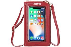 AIFILLE Pochette Telephone Portable Bandouliere, Petit Sac a Main Femmes en PU Cuir Sac Bandoulière Femme Porte Monnaie avec 8 Fentes pour Porte Carte de Credit/ID et Zip Pochette Sac à Pièces