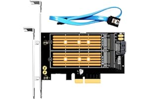 GLOTRENDS PA12 Adaptateur Double SSD M.2 PCIe X4 pour Un M.2 NVMe SSD et Un M.2 SATA SSD, Prise en Charge des SSD PCIe 4.0 et OS Boot à partir SSD M.2 NVMe