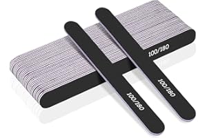 URAQT Limas de Uñas Profesionales 15pcs, Lima Uñas Gel 100/180, Limas para Uñas de Doble Cara Set Gel Acrílico Limas, Herramientas de Cuidado de Mascotas para Uso Doméstico y Salón (Negro-1)