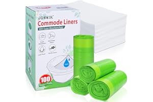 JOCCIK Bedside Commode Liners with Super Aborbent Pad, 100 Bags & 100 Pads for Bedside Toilet Chair Bucket