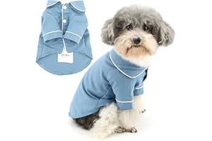 Zunea Pigiama per cani di taglia XS/S morbido e traspirante con risvolto per cuccioli, pigiama per interni, pigiama a due zampe, camicie per feste, abbigliamento per animali domestici per chihuahua