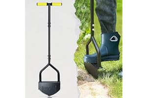 Colwelt Manual Lawn Edging Tool 102cm, Half Moon Lawn Edger with V-shape Serrated Blade, Solid Steel Lawn Edger Tool with Soft T-Grip, Garden Grass Edger for Sidewalk, Yard, Landscape, Garden Borders