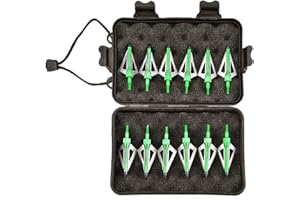 biubiusot 12er Pfeilspitzen 100 Körnern Jagdspitzen Armbrust Erwachsene Jagd Pfeile für Bogenschießen Carbonpfeile Glasfaserpfeil Compoundbogen Bogen mit Aufbewahrungsbox