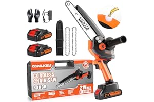 CQWLKEJ 8 Inch Mini Chainsaw, Cordless Chainsaw with Brushless Motor 2 Large Capacity Batteries and Automatic Lubrication System, Electric Chainsaw Suit for Wood Cutting Trimming Branch