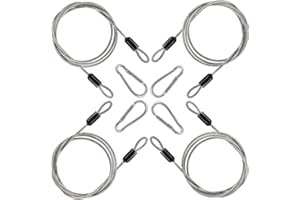 Wkmamo 4 corde in acciaio con occhielli, 1 m, con 4 anelli in alluminio, cavo di sicurezza in acciaio inox, con occhielli per biciclette e bagagli