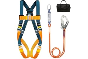 DIJJIG 5 Point Safety Harness Kit with 1.8M Lanyards Adjustable Anti Fall Full Body Safety Harness for Fire Rescue Expansion Training High Altitude Operation Climbing Multi Purpose CE Certification