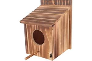 ASIXXSIX Drewniany Domek dla Ptaków, Domek dla Sów na Zewnątrz, Wszechstronny montaż Budki dla Ptaków do Prześwitu na Zewnątrz z budką lęgową dla Ptaków Słupowych, Sów Płomykówki Bluebird