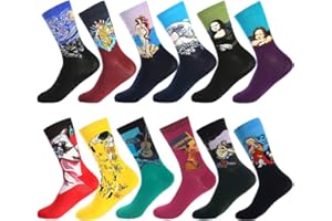BONANGEL Chaussettes amusantes pour homme, colorées et amusantes à motifs, en coton peigné, chaussettes de bureau, mi-mollet cool, design unique et frappant