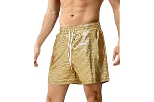 Casey Kevin Men's Metallic Shorts Reflective Rave Shorts with Pockets