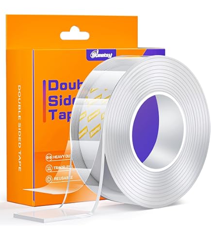 Ruban Adhésif Double Face Extra Fort - 3 Mètres, Transparent, Amovible Sans Trace, Réutilisable