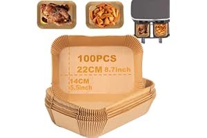 ADETEU Air Fryer Liners,100PCS Disposable Paper Liners, Airfryer Accessories Compatible with Ninja Air Fryer Dual,AF400UK,AF300UK, Salter, Tower Other Dual Airfryer
