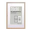 A2Z Home Solutions® Wall Photo Frame Beech 70x90 cm Frame With 80x60 cm Mount Picture Poster Print With Clear HD Perspex 30x15 MM Moulding Mounting Hooks MDF Backboard