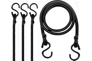 VERSAL 6FT & 3FT Long Heavy Duty Elastic Bungee Straps, 72-Inch/36-Inch Long Luggage Rope Tie Downs Cable Bungee Cords with Hooks for Camping, Tarps, Bike,Cars,Roof Racks,Tent Transport Locking