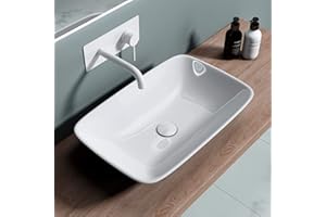 doporro Lavabo da Appoggio 58,5x37x12cm, Lavandino Bagno in Ceramica Nano Rivestimenti Brüssel159