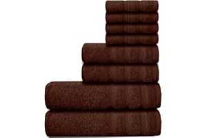 Casabella Luxury 100% Egyptian Cotton Towel Bale - 8 Pieces - 550 Gsm Xlarge Sizes_Brown_8 Pieces Set