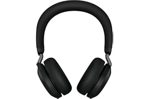 Jabra Evolve2 75 Wireless PC Headset with Charging Dock and 8-Mic Technology - Dual Foam Stereo Headphones, USB-A dongle, Tutte le piattaforme, Nero, Supporto incluso