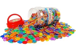 Bolibo - 1000 - JETON Loto magnetique, boîte de 1000 PIONS magnétiques - 17mm de diamètre - Multicolores - en Plastique Transparent