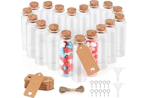 ABSOFINE 40 sztuk probówek z korkiem i zawieszkami na prezent, 30 x 90 mm, małe szklane butelki, przezroczyste, probówki, jako prezent dla gości, dekoracja ślubna, kwiaty, sól, migdały, przyprawy, 40