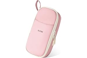 SUNEE Large Capacity Pencil Case with Compartments and Handle, Aesthetic Pen Pouch Organizer, Big Storage Portable Pencil Bag for Girls, Boys, Adults, School and Office Stationery Supplies, Light Pink
