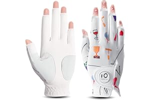 ‎FINGER TEN FINGER TEN Golfhandschuhe Damen Leder Links Rechts Hand Golfhandschuh Golf Handschuhe mit Ball Marker Wert 1 Stück Handschuh, Rain Grip Griff Linke Rechte Golfer