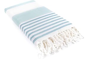 LAYNENBURG Serviette de Plage en éponge avec Franges - 100% Coton - Serviette de fouta hammam XXL 95x180 cm - Oeko-TEX 100 - Peshtemal Grande - Serviette de Sauna & Drap de Bain (Turquoise)