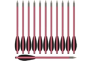 HUNTSPM 6.3'' Aluminum Pistol Crossbow Bolts Arrows with Sharp Steel Tip for 50-80lbs Mini Crossbow Archery Pistol - Fishing Hunting Target Practice