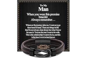 VGWON Gift for Men Infinity Bracelet for Men Dad Son Graduation Birthday Gift for Him - Mens Genuine Leather Bracelet To My Dad Boyfriend Husband Couple Gift - Black Brown Braided Leather