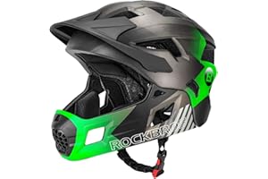 ‎ROCKBROS ROCKBROS Kinderhelm Integriert Fahrradhelm Kinder Jugend Fullface Helm mit Abnehmbarem Kinnschutz BMX MTB Downhill Helm
