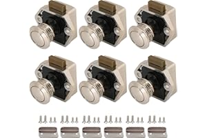 Yeeliv 6PCS Push to Open Door Catches, Push Button Latch for Cupboard, Drawer, Keyless Cabinet Locks for RV, Motorhome, Caravan, Campervan, Boat, Replacement Knob Latch