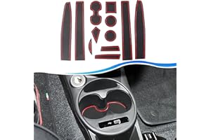 SXCY pour Fiat 500 / Abarth 595 Tapis Antidérapants, Tapis en Caoutchouc pour Fiat 500 Console Centrale, Porte-Gobelet, Boîte de Bras, Porte Intérieure Tasse, Tapis de Rangement (Rouge)